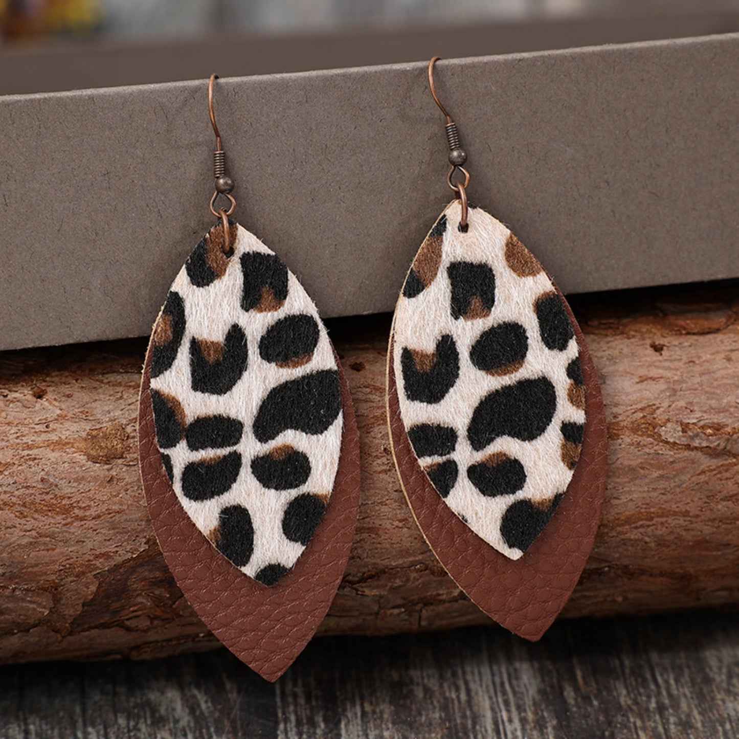 Leaf Shape Leather Dangle Earrings