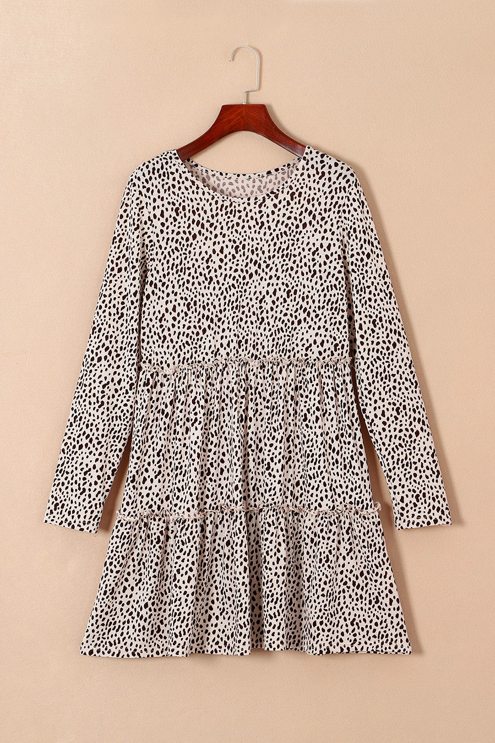 Frill Printed Round Neck Dress